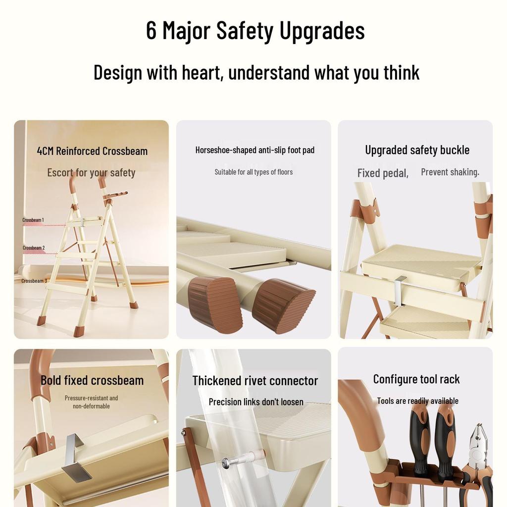 Телескопическая А-образная лестница: Легкая, Утолщенная, Портативная Складная Лестница для Дома