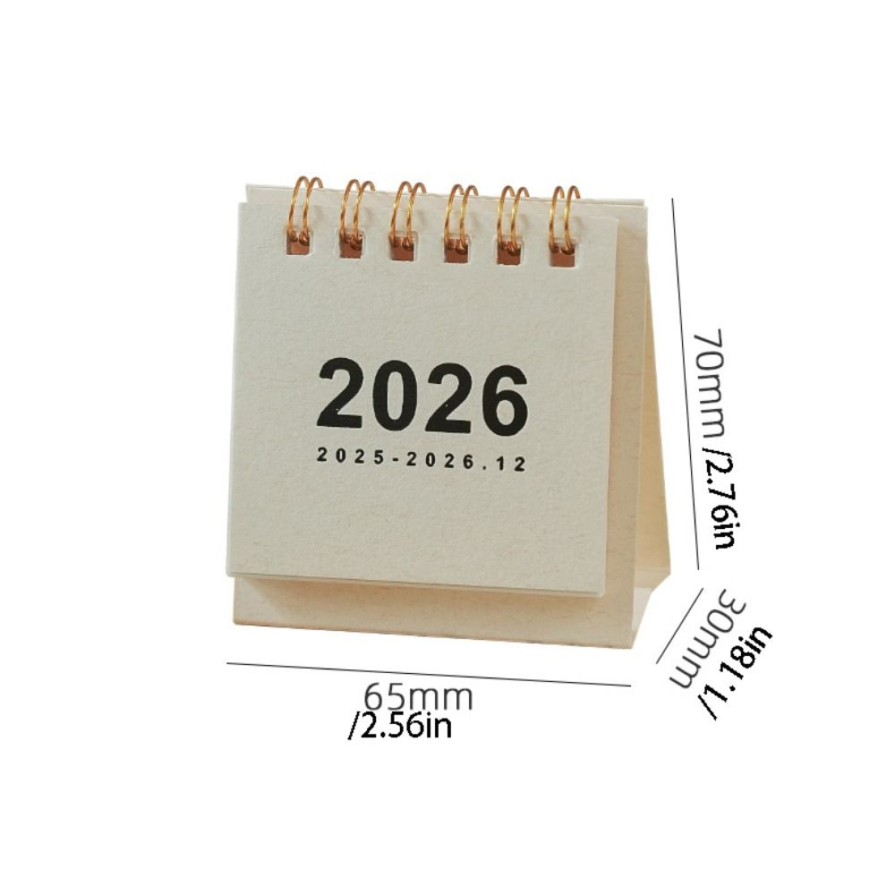 Month Date Display 2026 Mini Desk Calendar Coil Binding Monthly Planner  Daily Planning