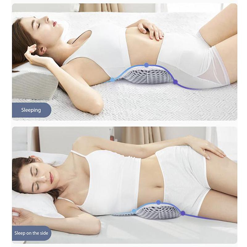 Lumbar Pillow Quick Rebound Improve Spinal Posture Sleeping 3D Extended Buckwheat Hull Lumbar Functional Pillow Bedroom Supply