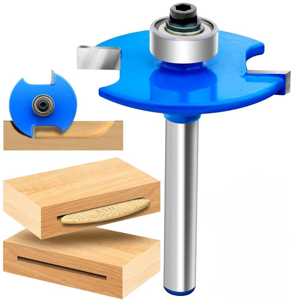 Фреза для шпоночных пазов ( biscuit jointer router bit) с хвостовиком 1/4 дюйма, Фреза для вырезания пазов под шпонки, Фреза для деревянных шпонок, Инструмент для деревообработки