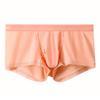 Men Boxer Underwear Elastic Waistband Mid-rise Ice Silk Ultra-thin Shorts Briefs Solid Color Separate Design Panties