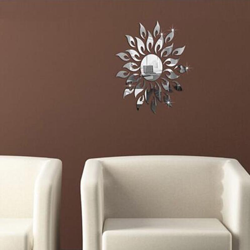 3D Mirror Sun Art Removable Wall Sticker Mural Decal Home Room Decor MIT