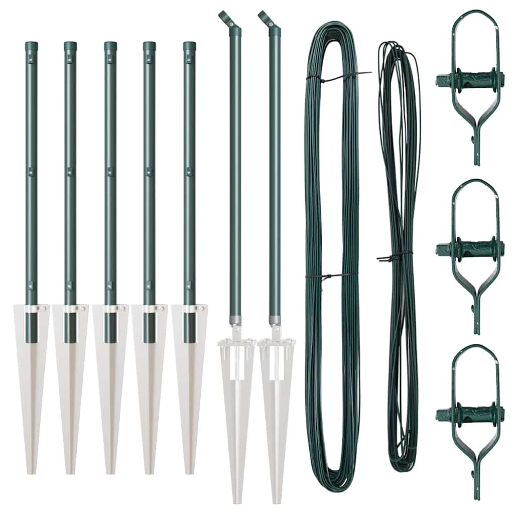 Fence Posts with Drive in Sleeve 7 Pcs Green