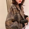 New Fashion Autumn Winter Women Fashion  Plaid Overcoat Female Double Breasted Turn-down Collar Woolen Coats Ladies Vintage Loose Casual Overcoat