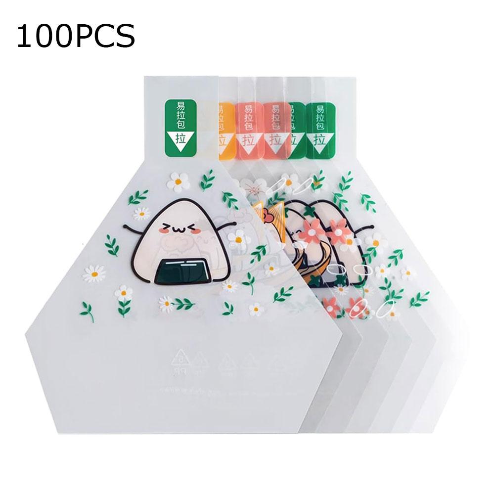 100 шт. Милый мультяшный японский треугольный рисовый шарик одноразовый пакет обертки нори аксессуар для суши E8E2
