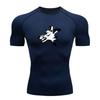 Men's Compression Athletic Workout T-Shirt, Black White Fier