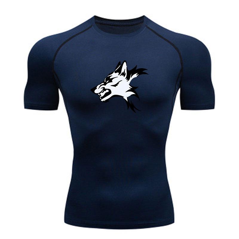 Men's Compression Athletic Workout T-Shirt, Black White Fier