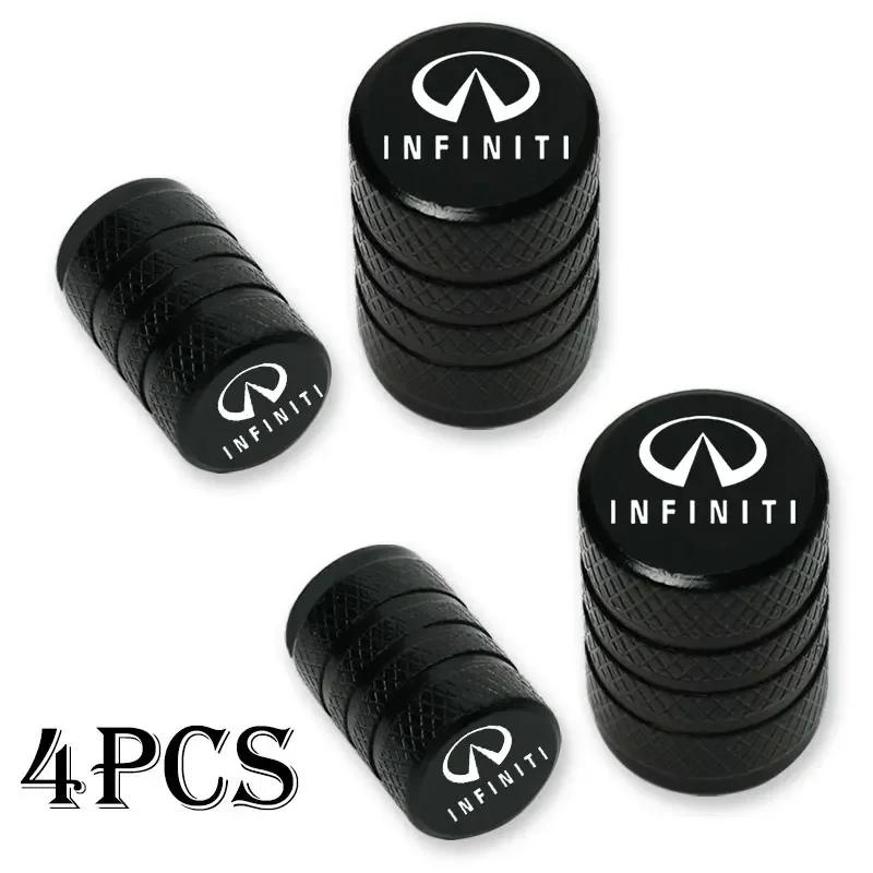 4Pcs Car Wheel Tire Valve Caps, Tyre Stem Covers, Waterproof, For Infiniti Q50 FX35 Q30 G37 Q70 QX70 G35 Q60 QX50 QX60 QX30, lm9