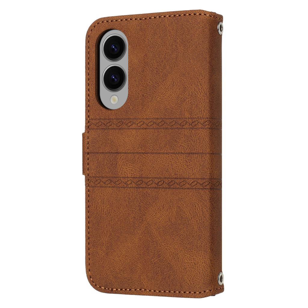 Для Samsung Galaxy S25 Чехол-кошелек Edge из кожи с тиснением, накладка на телефон