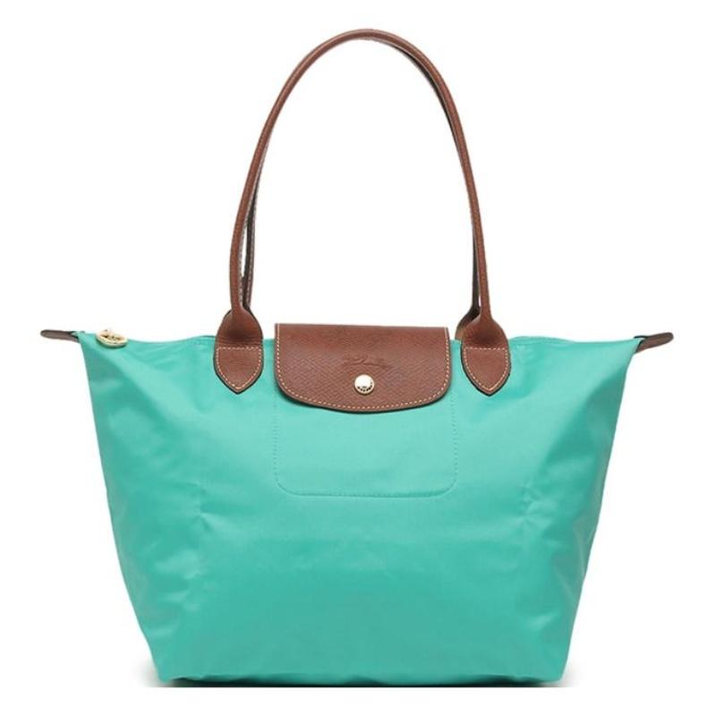 Longchamp shoulder bag Le Pliage 28 snap button zipper closure long handle canvas and cowhide dumpling hand small size women's turquoise 2605089P70