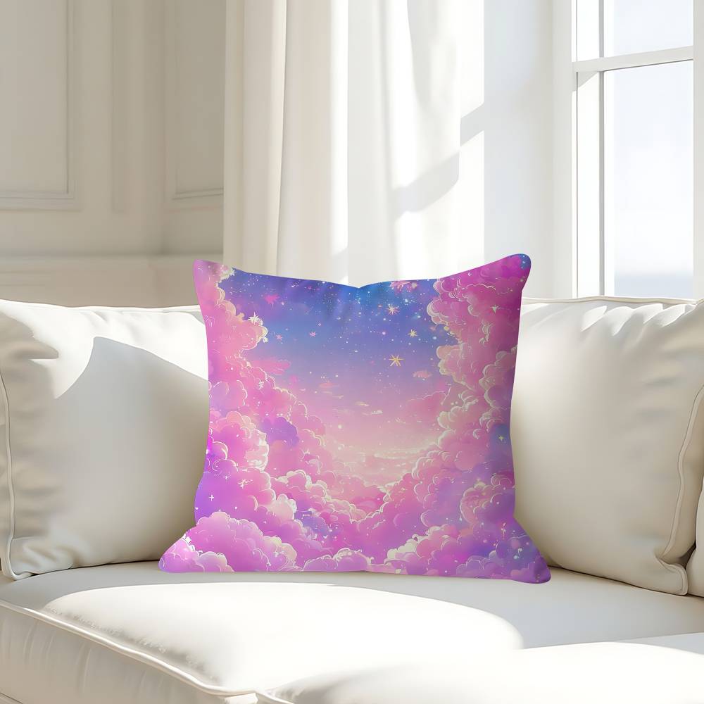 Art Sky Clouds Simple Pillow Case Removable Washable Cushion Cover – All-Season Soft Linen