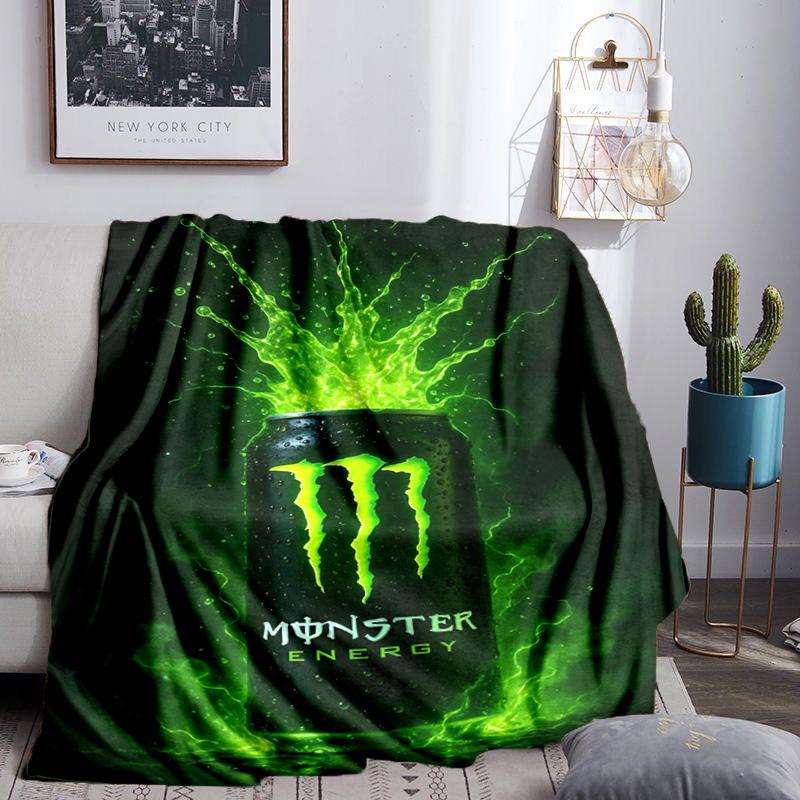Monster Drink Throws Blanket Flannel Blankets Plush for Couch Bed Gifts for Men Women Travel picnic blanket Christmas fan gifts
