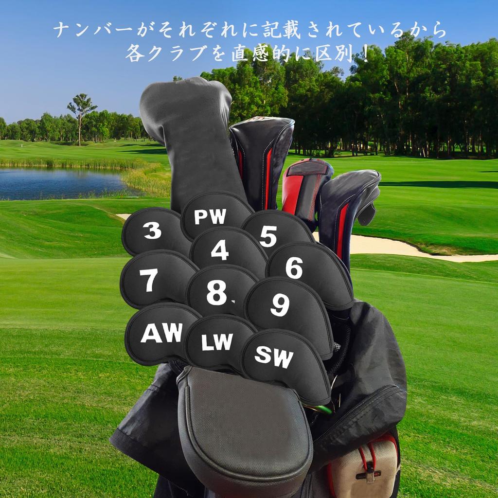 Set of 11 Golf Iron Covers with Magnetic Lightweight Neoprene Wedge and Iron Numbered Protective Covers Closure, Headcovers, (LT-018)