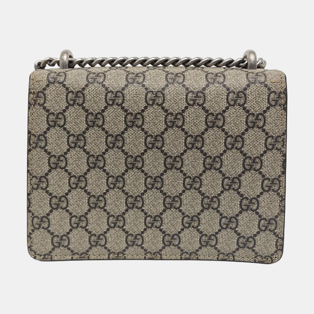 [Pre-Owned] Dionysus Textured Tiger Head Spur Buckle Logo Print Canvas And Suede Chain Shoulder Bag - Very Good #DK75W