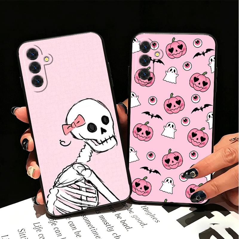 Pink Style Skull Witch Soft Phone Case for Samsung A17 A37 A57 A16 A26 A36 A56 A15 A25 A35 A55 A14 A24 A34 A54 A13 A23 A33 A53 A