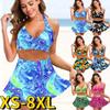 2022 New Women's High-waisted Tankini Summer Fashion Two-piece Sexy Slim Swimsuit Floral Print Swim Skirt Ladies Loose Beachwear