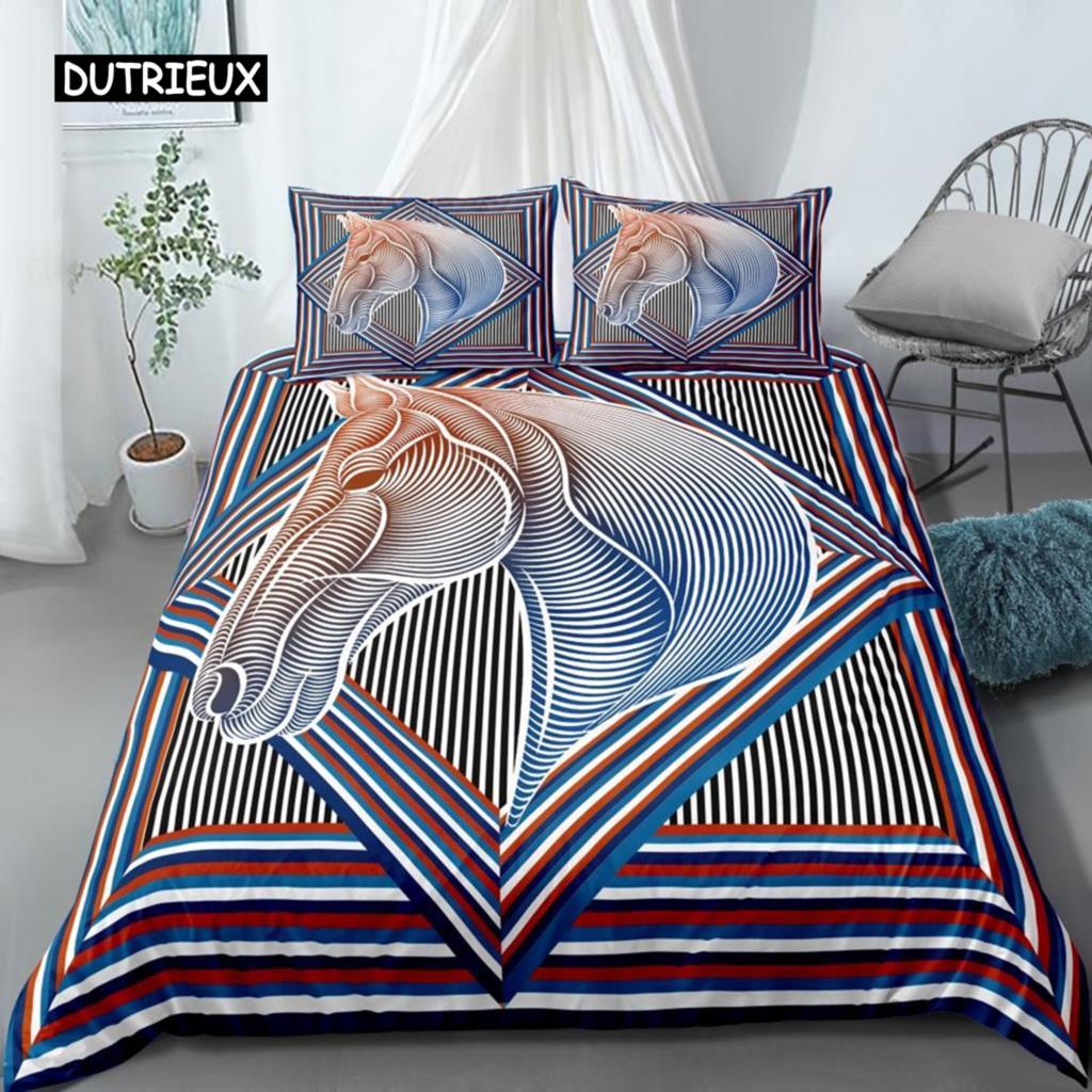 Комплект пододеяльника King Size с изображением лошади Ковбойское животное Постельное белье для детей Мальчиков Девочек Микрофибра Абстрактный Ловец снов