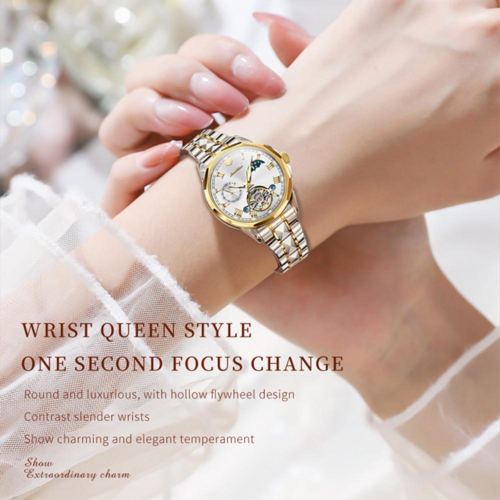 JINSHIDUN новые женские часы для бизнеса и отдыха, водонепроницаемые светящиеся многофункциональные механические часы с турбийоном, женские часы