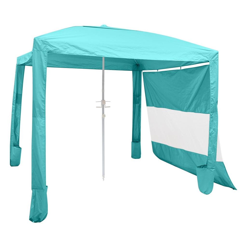 Beach Cabana, 2.4 x 2.4 m Beach Canopy with Side Wall, UPF 50+ Protection Easy Setup Cabana Tent with Sand Pockets, Adjustable Height Portable Shade