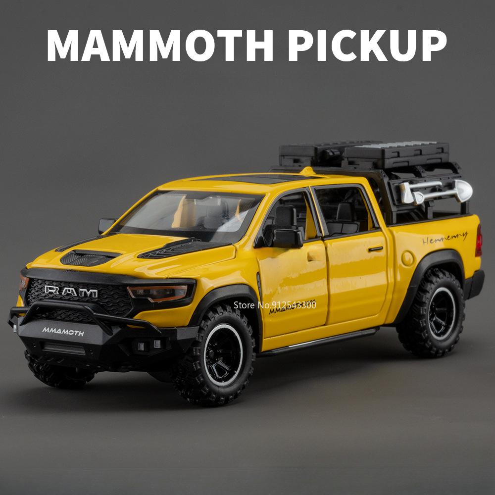 1/32 Dodge RAM MAMMOTH Pickup Toy Car Model Metal Diecast Off Road Vehicles Models Pull Back Shock Absorbation Boys Best Gifts