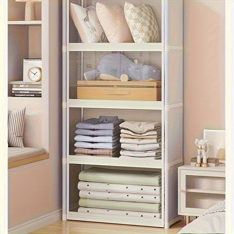 Прозрачный пластиковый многоярусный шкаф для хранения | Пыленепроницаемый напольный органайзер с прозрачными полками, классический стиль для спальни, гардероба, офиса