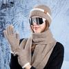 Winter Hat, Scarf, Gloves, Three-piece Fashion Versatile Ear Protector, Pullover Hat, Cold-proof and Warm Knitted Wool Hat for Women