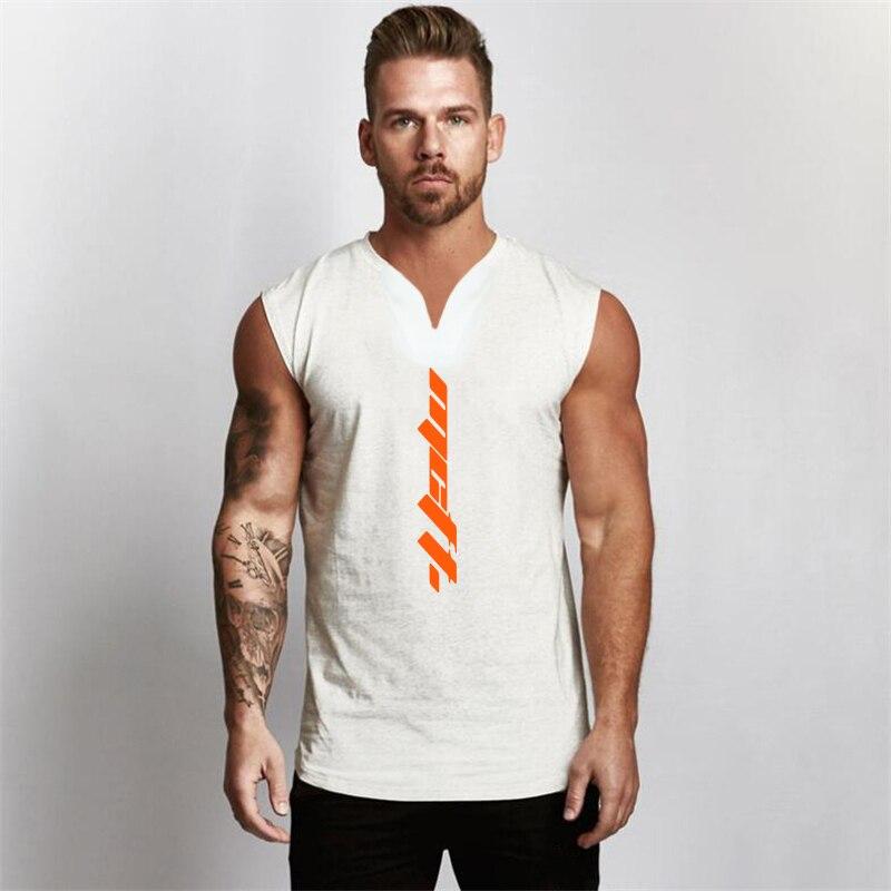 Muscleguys The New Summer Vest Slim Cotton Thin Section V-neck Sleeveless T-shirt Fitness Sports Trend