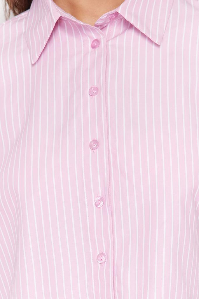 Women's Style Shirt Striped Crop Woven Balloon Sleeve Shirt