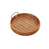 Large Capacity Round Rattan Storage Tray Plastic Handwoven Rattan Storage Tray  Snacks