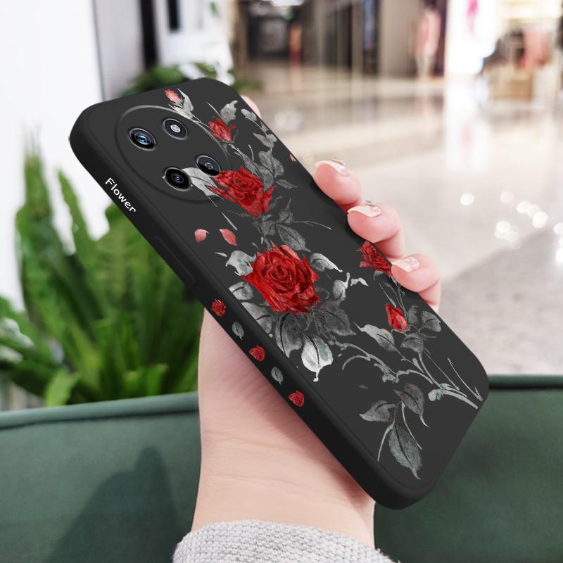 Изящный чехол с розой для OPPO Realme 11 10 9 9i 8 8i 7 Pro Plus C35 C21Y C25Y C25 4G 5G, чехол из жидкого силикона