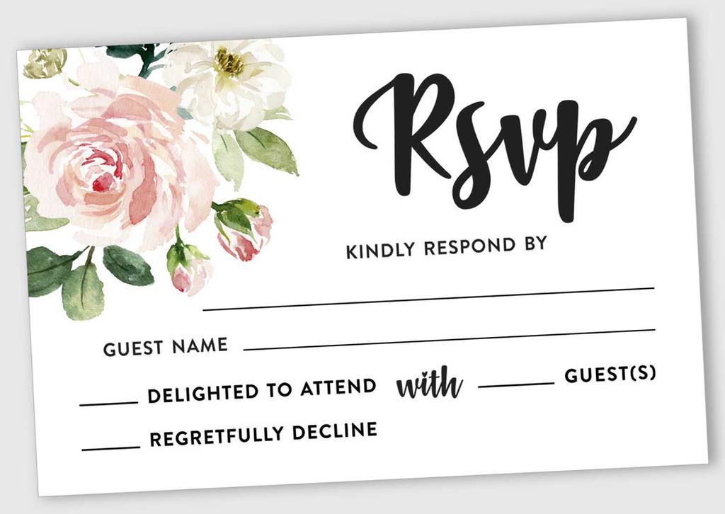 Inkdotpot 50 пустых карточек RSVP с белыми конвертами с цветочным рисунком 4"x6" Карточки для ответов - Карточка для ответа RSVP на свадьбу - девичник - вечеринку в честь рождения ребенка - репетицию