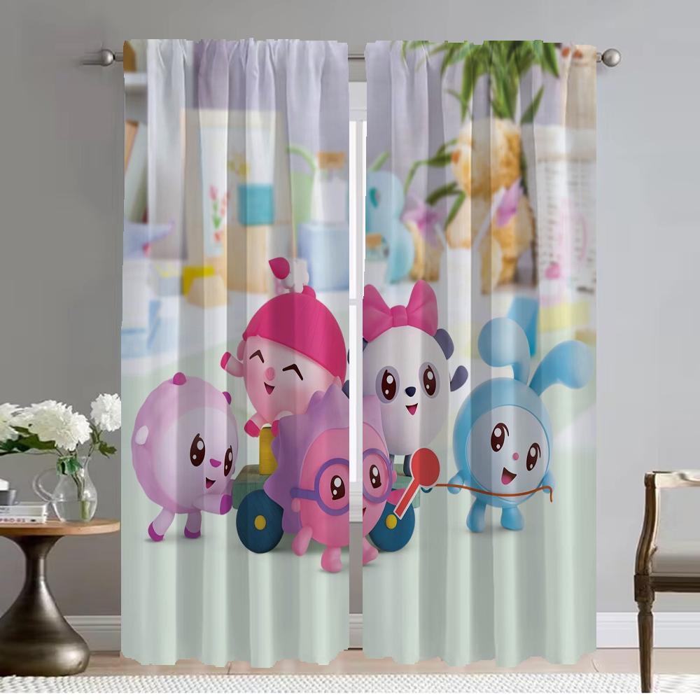 Elegant Room Curtains 2 Pieces BabyRiki Halloween Decoration Living Room Curtain Tulle for Bedroom Partition Shades Kitchen Home
