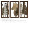 Vintage Style Wood Sculpture 3Pcs Wooden Forest Wolf Wall Decorations, Decorative Hanging Ornaments, Rustic Hollow Carved Pine Unique Housewarming