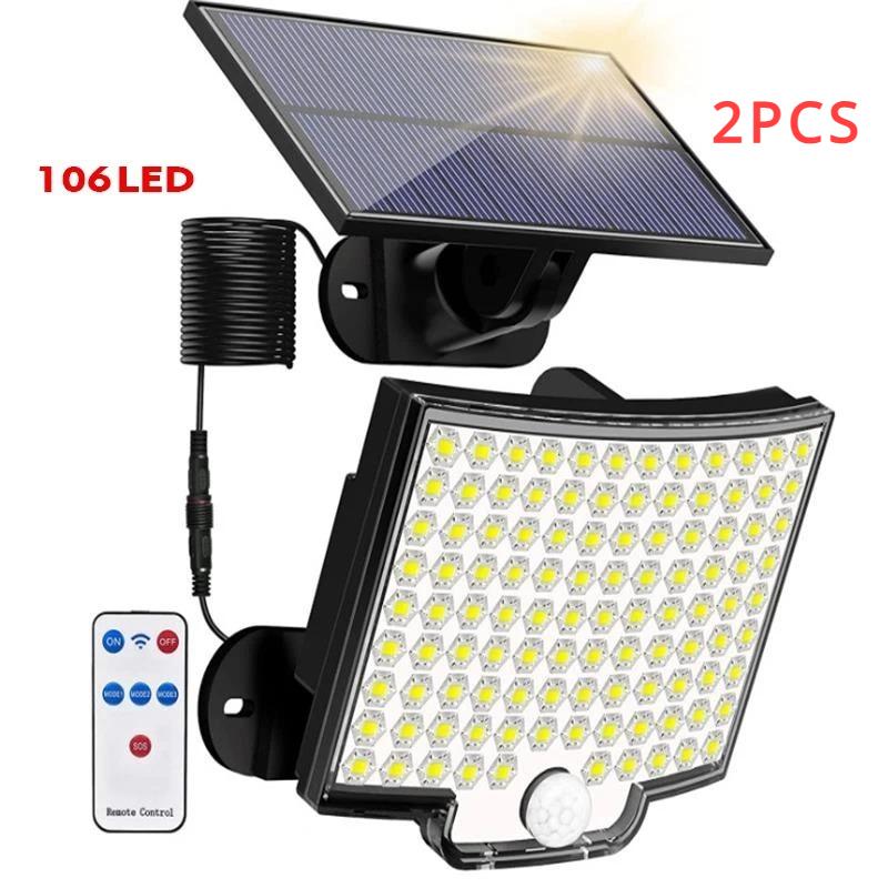 1000 мАч солнечный светильник для улицы, водонепроницаемый с датчиком движения, прожектор, дистанционное управление, 4 функции для патио, гаража, двора