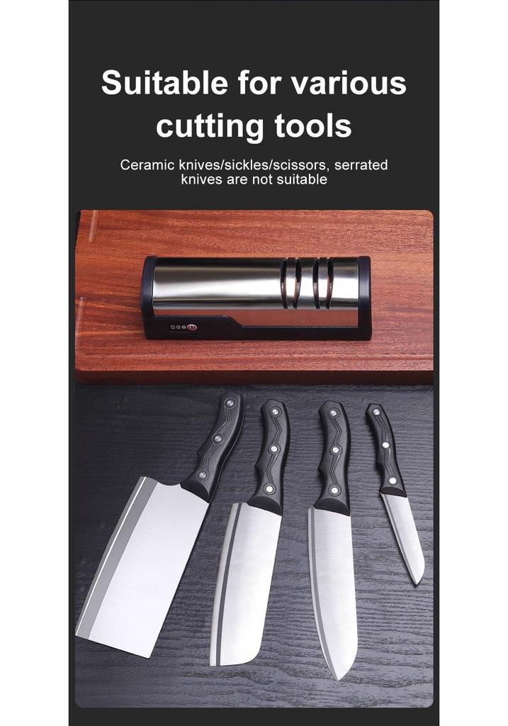 Electric Multi-Functional Kitchen Knife & Scissors Sharpener - Fast Automatic Sharpening Tool