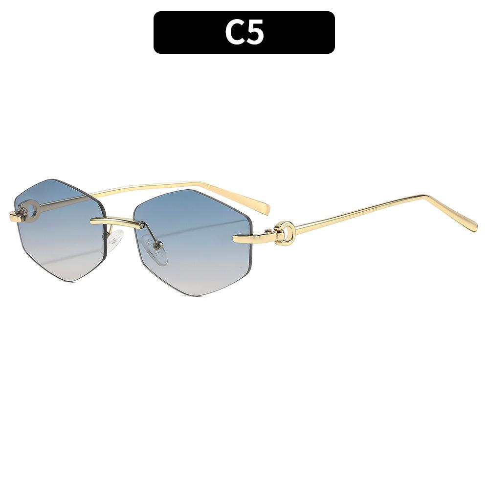 European And American Fashion New Irregular Sunglasses, High-End Frameless Plain Makeup Versatile Trendy Sunglasses, Women'S Street Shooting Glasses