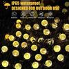 Солнечная гирлянда уличная, теплый белый, 8 режимов, IP65 водонепроницаемая, гирлянда из хрустальных шаров для сада, патио, двора, вечеринки, свадьбы