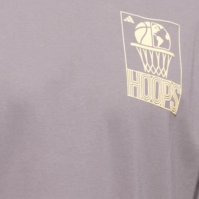 adidas Графическая футболка World Wide Hoops Тауп Оксид Мужские Топы Серый JZ7528