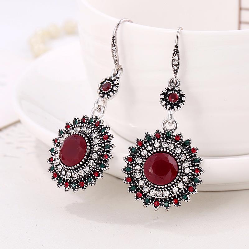 1Pair Women Earring Jewelry Drop Earrings Ethnic Vintage Sun Flower Bohemia Dangle Earrings
