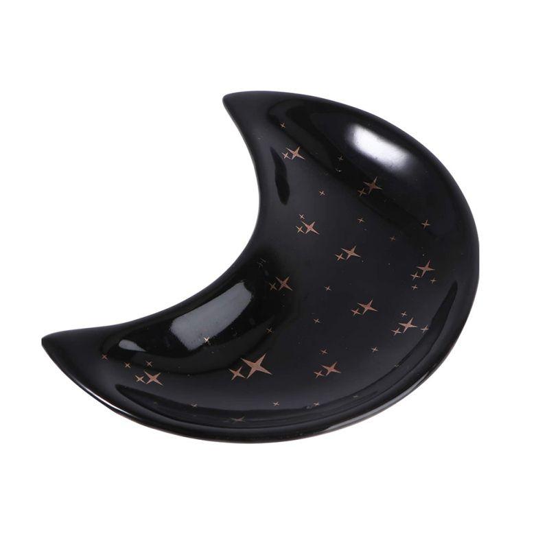 Ceramic Moon Shape Small Jewelry Dish Trays Earrings Necklace Ring Storage Plates Fruit Dessert Display Bowl Decoration Tray