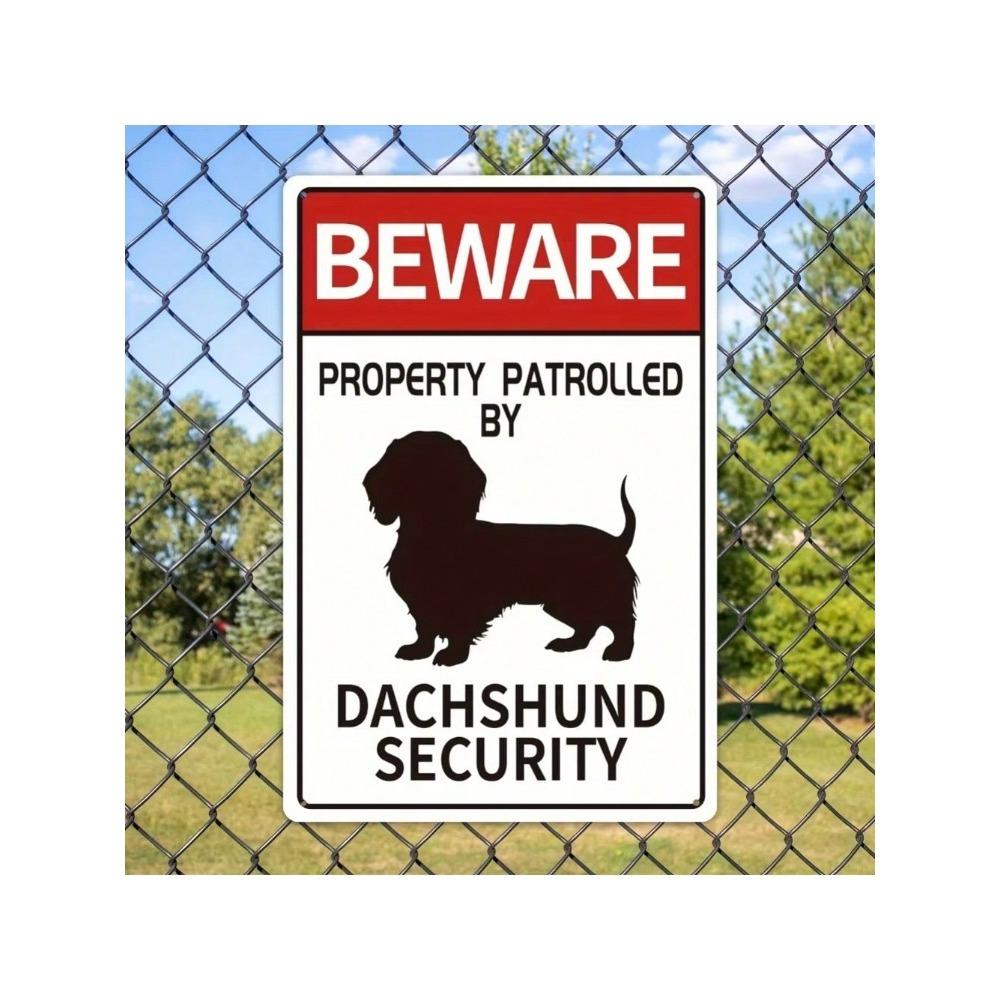 DachshundDecor Металлическая табличка 'Такса Охрана' 20x30см Винтажный Декор для Улицы Бара Кофейни Дома Патио Сада Табличка