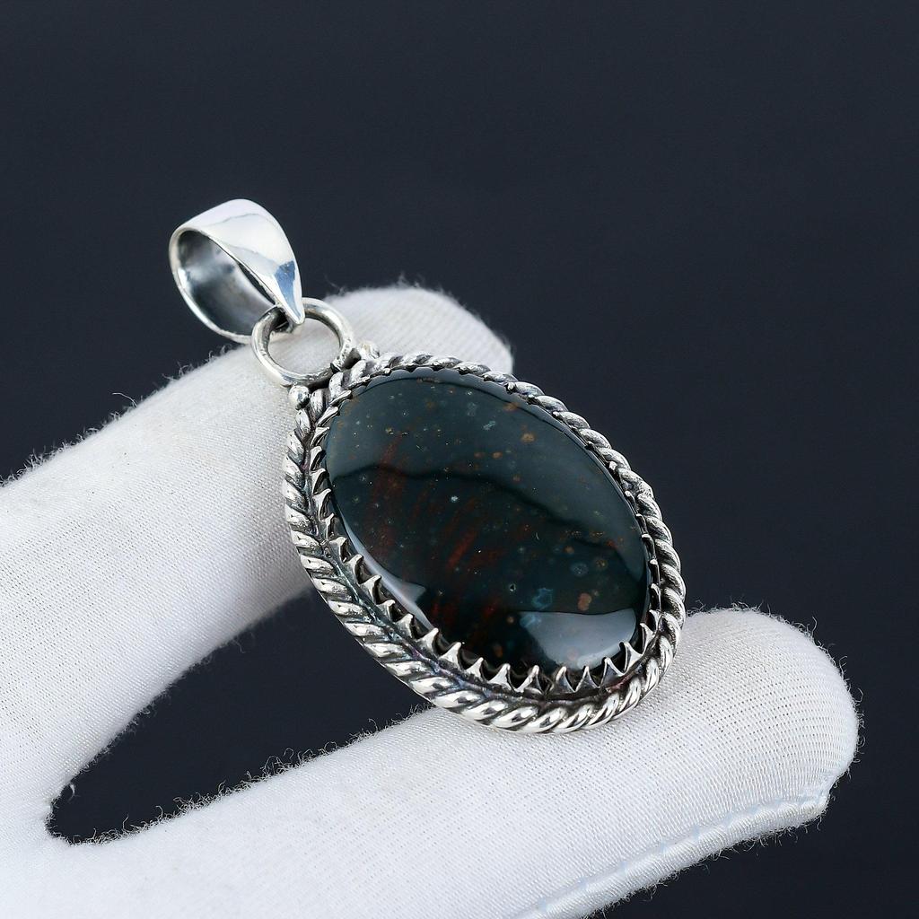 Bloodstone Gemstone Handmade 925 Sterling Silver Jewelry Pendant, Natural Bloodstone, Holiday Gift for Her Jewelry for Special Occasions