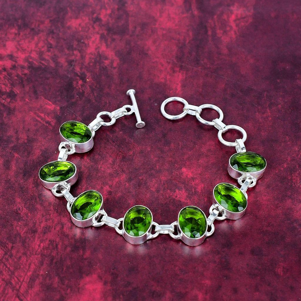 Браслет из стерлингового серебра 925 пробы с перидотом, браслет ручной работы с драгоценными камнями, подарки для жены, совершенно новый браслет