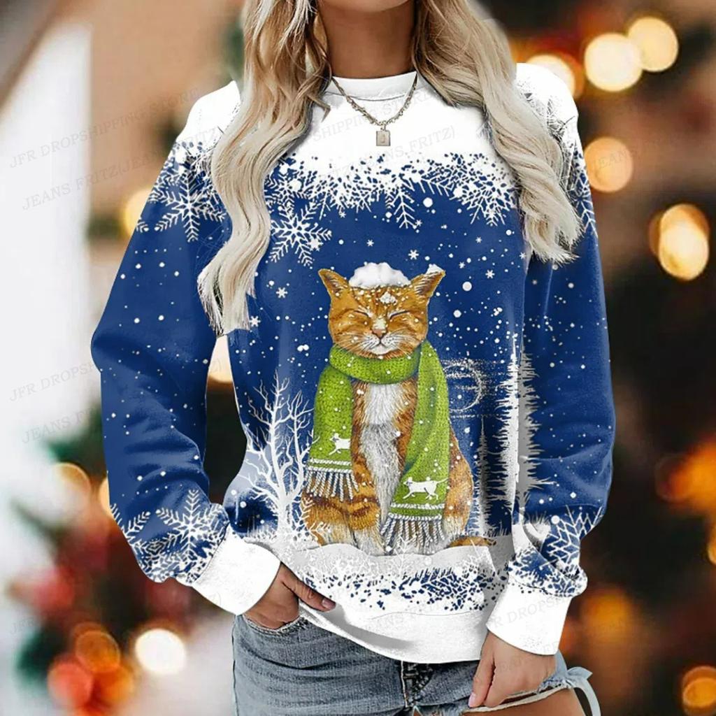 Animal Cat 3d Print Hoodies Women Fashion Crewneck Hoodie Cartoon Kawaii Graphic Coats Women Sweats Oversized Clothing Manga
