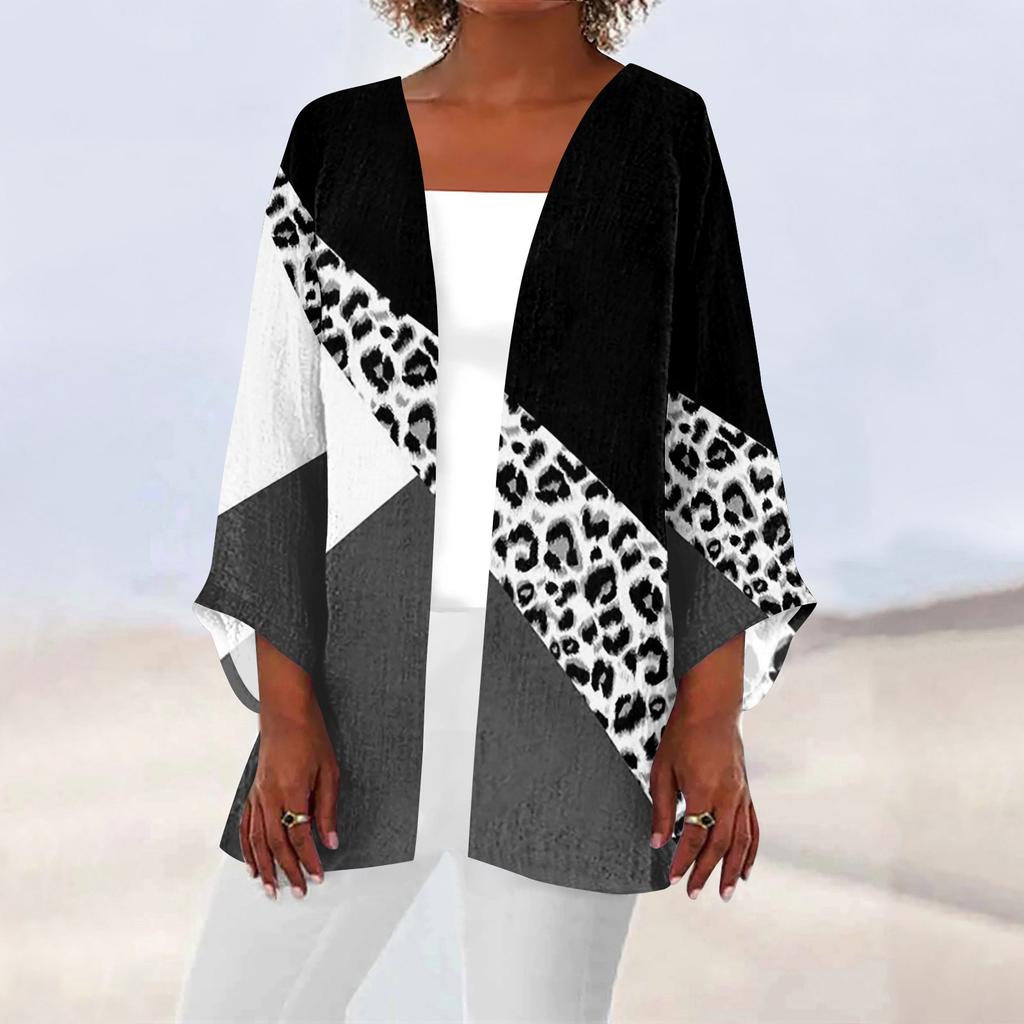 Women's Casual Fashion Caot Retro Printed Lightweight Medium Length Jacket Cardigan
