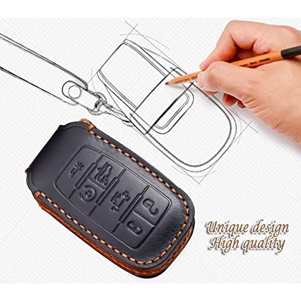 Кожаный чехол для дистанционного управления без ключа, смарт-брелок для автомобиля, чехол, совместимый с Dodge RAM 1500 2019-2022, черный, 4 кнопки