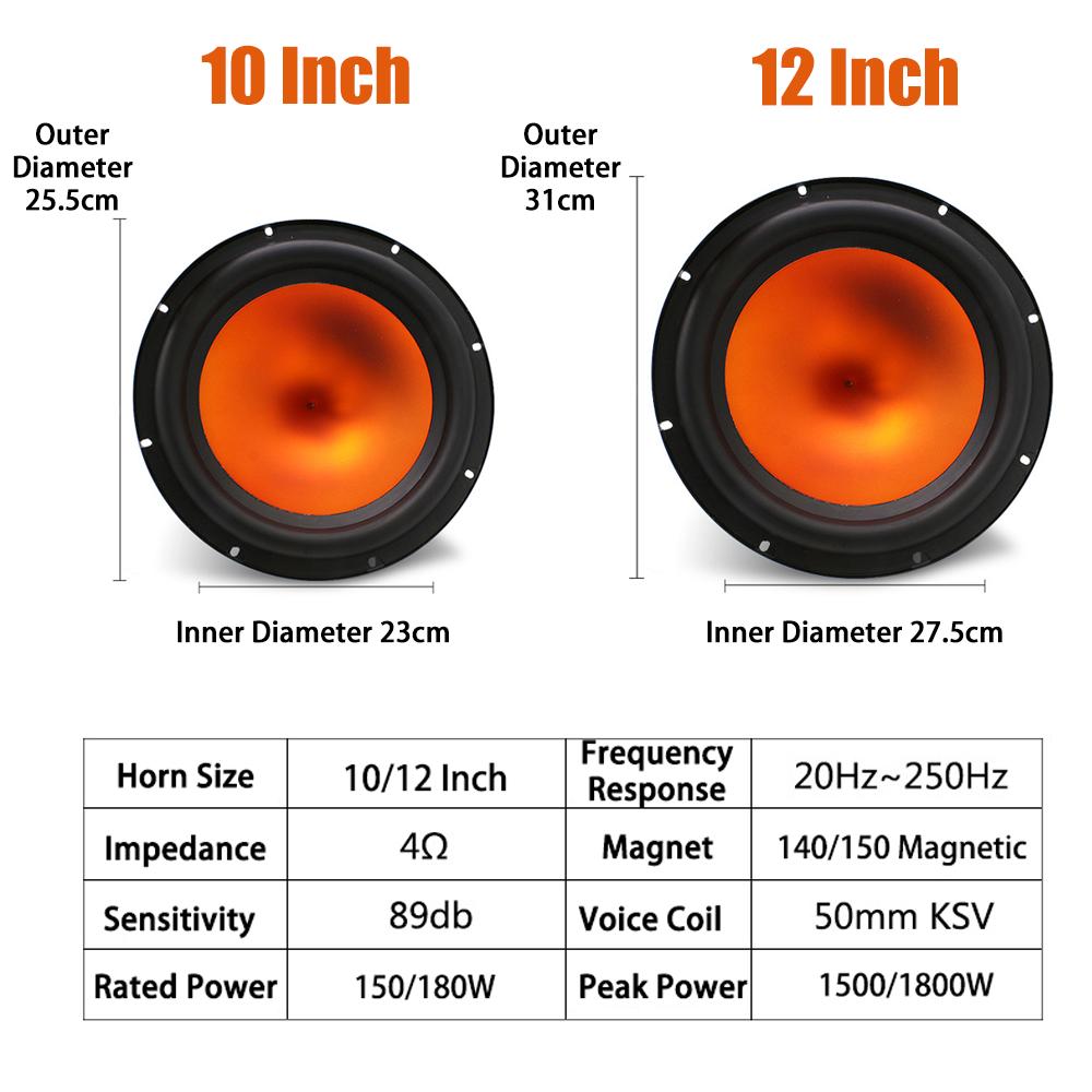 1 шт. 10/12-дюймовый автомобильный сабвуфер 50-сердечник чистый вуфер высокой мощности тяжелые автомобильные динамики музыкальный стерео сабвуфер модификация автомобильного аудио