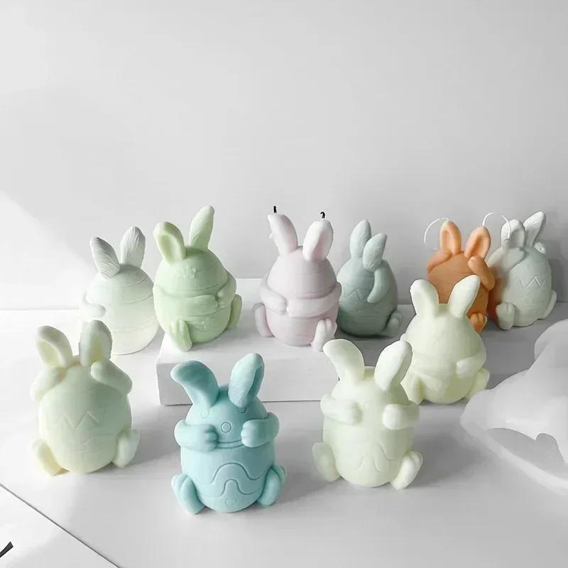 Easter Bunny Candle Silicone Mold Creative Shape DIY Egg Scented Candle Plaster Ornament Handmade Gifts Rabbit Home Decor