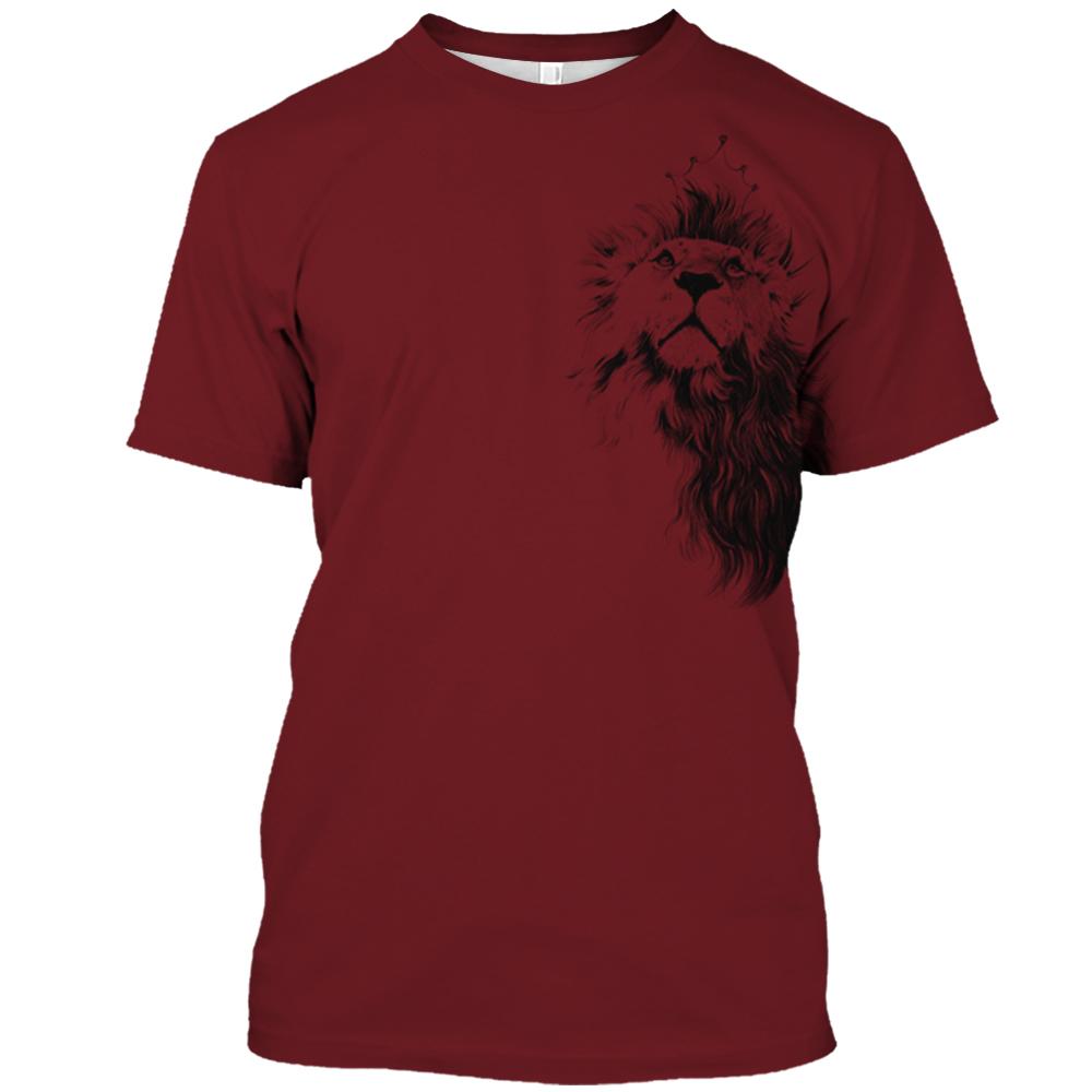 Винтажная мужская футболка с животными, футболки с 3D принтом льва, топы с короткими рукавами, летние дышащие рубашки для фитнеса, мужская одежда