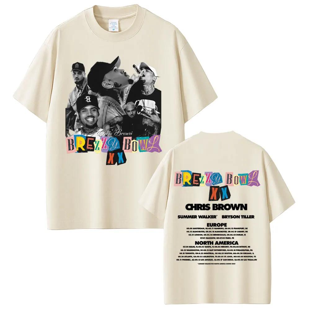 Rapper Chris Brown Breezy Bowl XX 2025 Tour T Shirt Unisex Women Hip Hop Fashion Pop Music Tshirts Casual Cotton Vintage Tshirt
